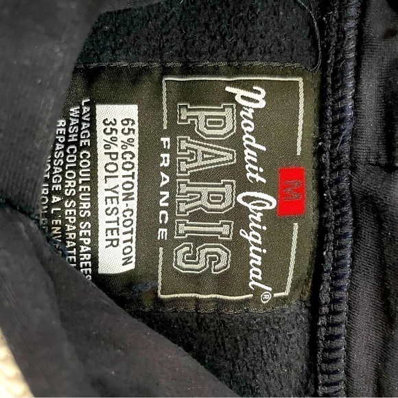 PARIS FRANCE | WOMENS PARIS FRANCE NAVY BLUE DRAWSTRING HOODIE + WHITE LOGO, Med - Picture 2 of 2